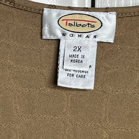 Talbots Top Womens 2X Gold Animal Print Cap Sleeve Boat Neck Long‎ Sleeve Nylon - Picture 8 of 9